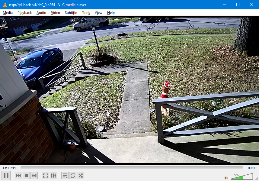 VLC player showing RTSP stream from Yi Cam Outdoor