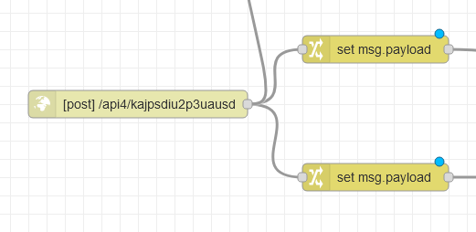 Example HTTP in node with two change nodes attached