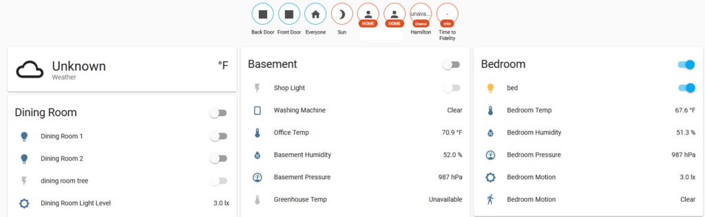 Screenshot of Home Assistant running in Docker