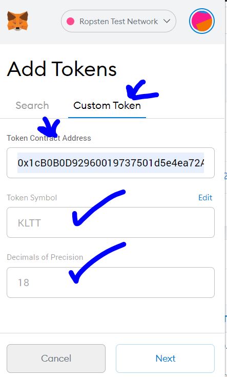 Adding a custom ERC-20 token to Metamask