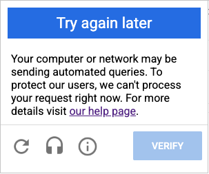 Screenshot of failing a captcha, and then requesting audio - they blocked it, because I'm a human and failed.